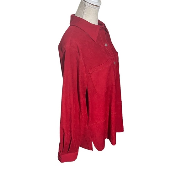 Alfred Dunner Women Crimson 6 Button Long Sleeve Shirt Jacket Shackwt Sz 12 EUC - Picture 8 of 12